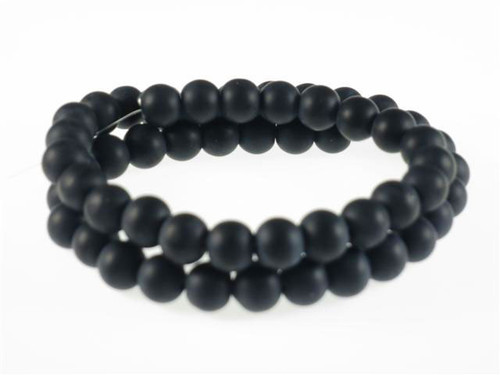 8mm Matte Black Onyx Round Beads 15.5" [8b65m]