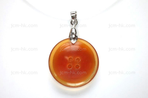 25X25mm Amber Horn Button Designer Bead Pendant [z1656]