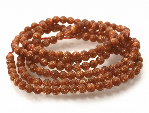 3mm Goldstone Round Beads 15.5" synthetic [3b96]