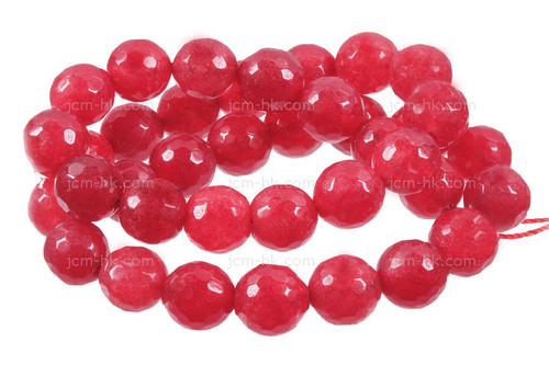 4mm Ruby Jade Faceted Round Beads 15.5" dyed [c4b76]