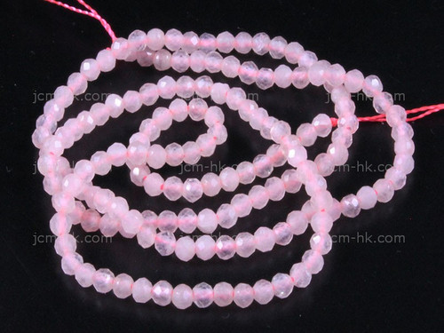 2mm Rose Quartz Faceted Round Beads 15.5" natural [h5b1-2]