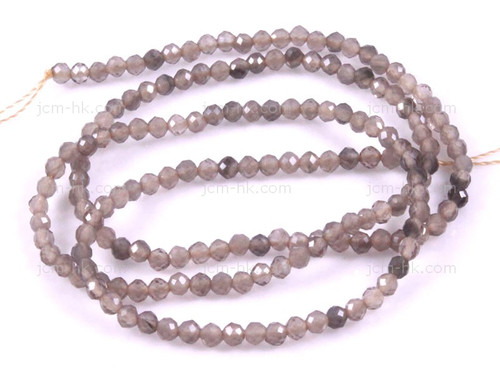 2mm Gray Agate Faceted Round Beads 15.5" natural [h5r64-2]