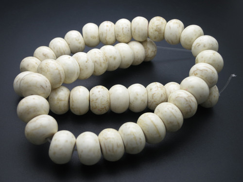 16mm White Turquoise Rondelle Beads 15.5" stabilized [t3w16]
