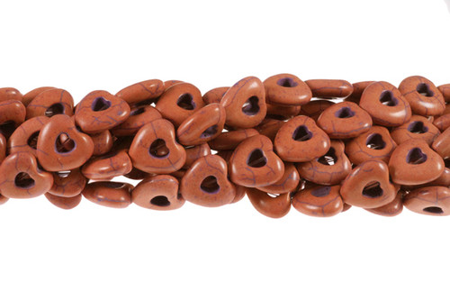 20mm Orange Magnesite Hollow Heart Beads 15.5" [t409h]