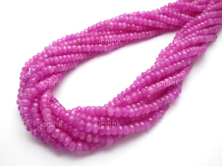 4mm Fuchsia Jade Faceted Rondelle Beads 15.5" dyed [sc1b73]