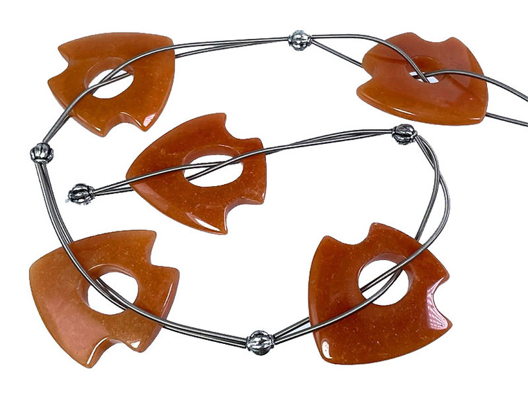 35mm Red Aventurine Shield Beads 15.5" natural [y924cn]