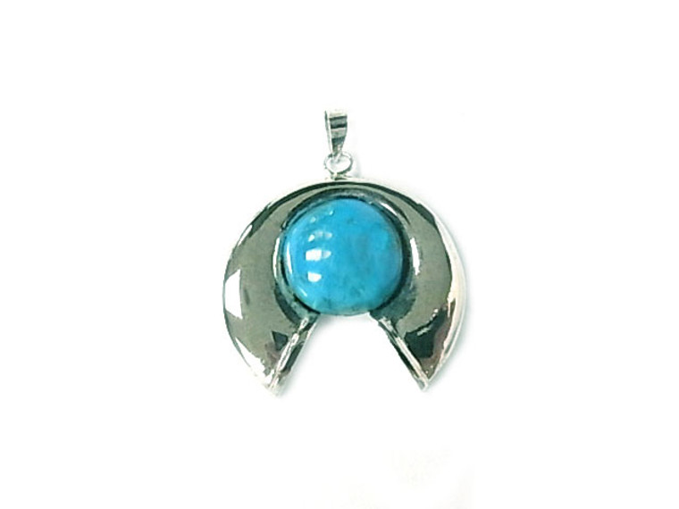 925 Sterling Silver 30mm Natural Arizona Turquoise Pendant [y831h]