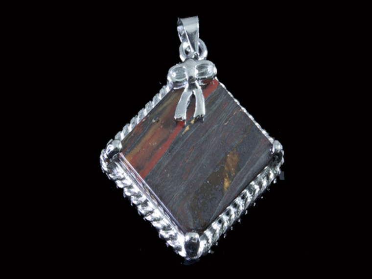 15x15mm Iron Tiger Eye Square Pendant Brass Silver Plated [y840a]