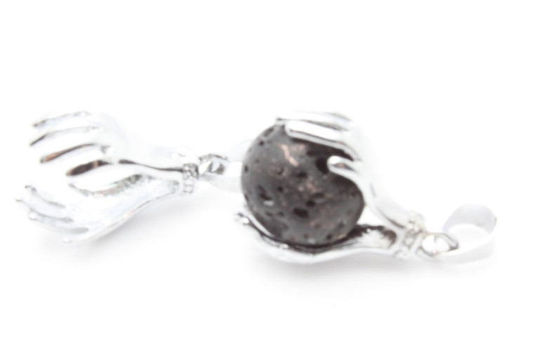 25mm Lucky Hand Pendant With 12mm Black Lava Ball [y848-d50]