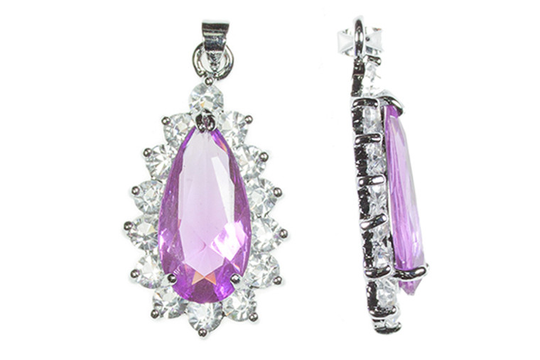 20x33mm Purple Amethyst Teardrop Marquise Rhinestone Pendant [y105d]
