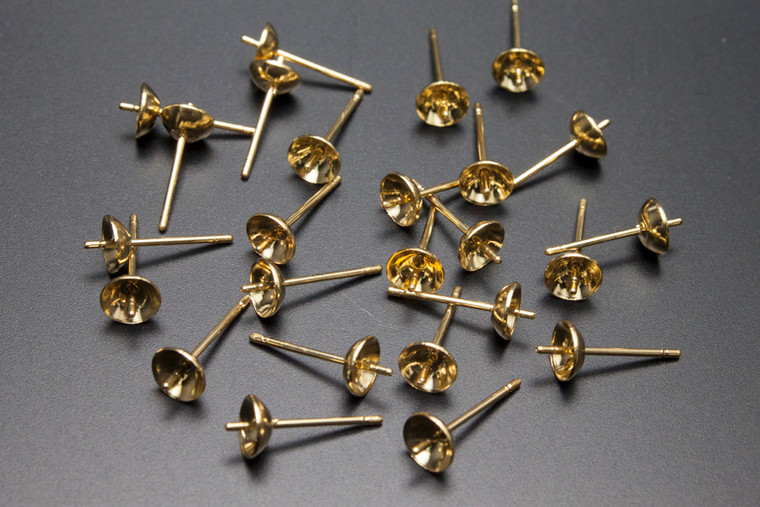 4mm 14K Gold Plated Cup Earstud & Earnut 10pcs. [y371a]