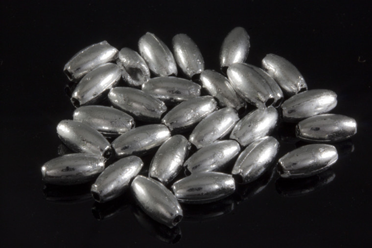 4x8mm Silver Plated Plastic Oval Beads About 100pcs. [y355b]