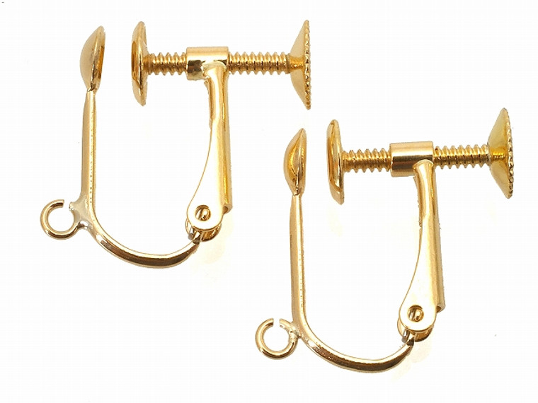 16mm Copper Gold Plated Screw Clip On Earring Finding 10ps. [y362a]