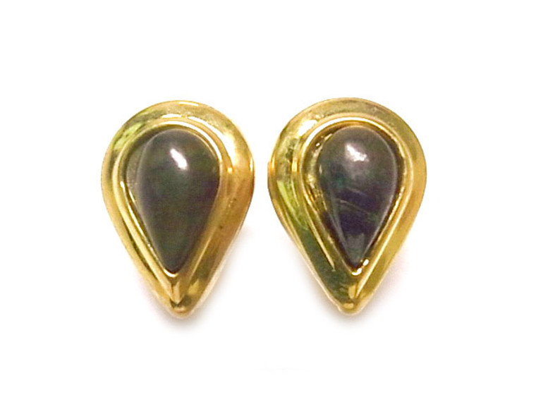 16x22mm Tiger Eye Pear Surgical Steel Post Gold Plated Earring [y331g]