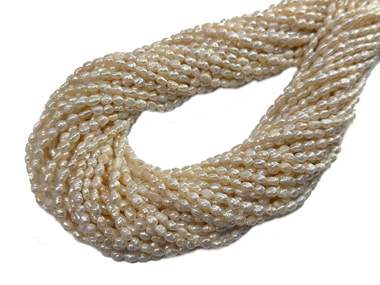 4-5mm Rice Freshwater Pearl 14-15" A Grade Lustre [p5b]