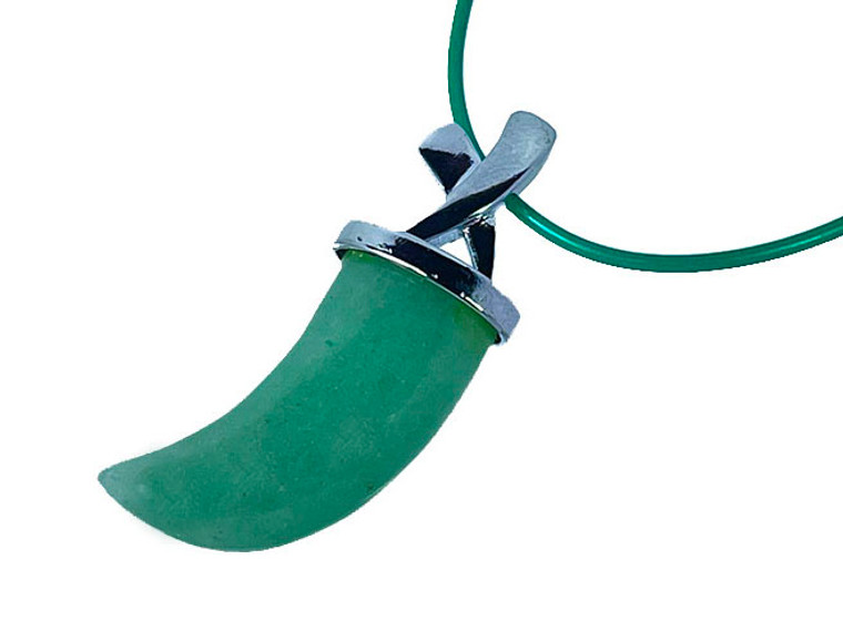 42mm Aventurine Claw Silver Plated Pendant [y850b]