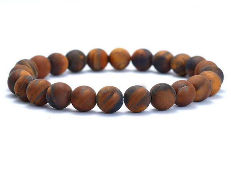 8mm Matte Yellow Tiger Eye Elastic Bracelet 7.5" dyed [b3g3ym]