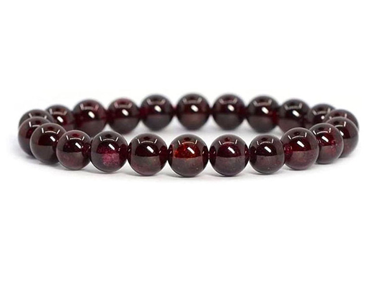 9-10mm Garnet Elastic Bracelet 7.5" A Grade natural [b4m2]