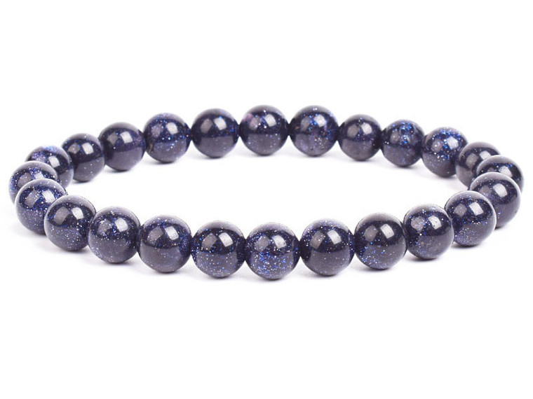 10mm Blue Goldstone Elastic Bracelet 7.5" synthetic [b4d25]