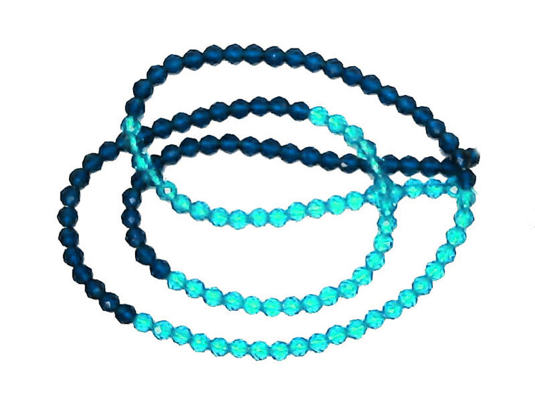 2mm Mix Aqua Crystal Glass Faceted Beads 15.5" 230-250pcs. [u22xb]