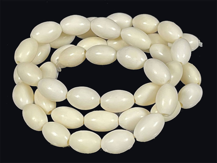 4x6mm Natural Buffalo Bone Rice Beads 7" A Grade [4z2]