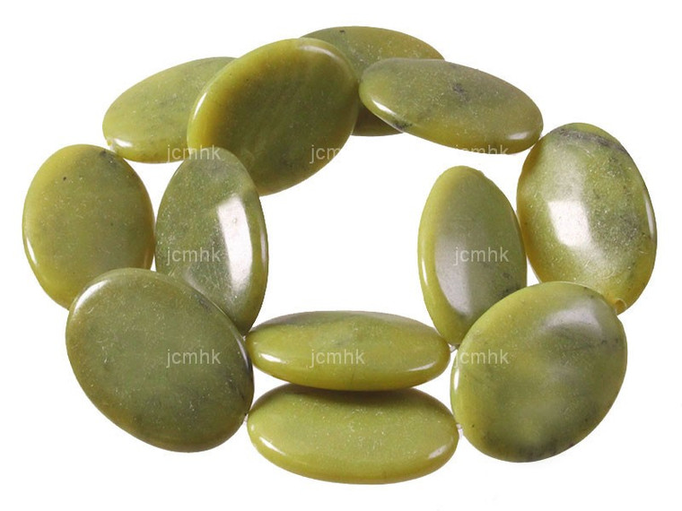 25x35mm Nephrite Jade Oval Beads 15.5" natural [wa286]