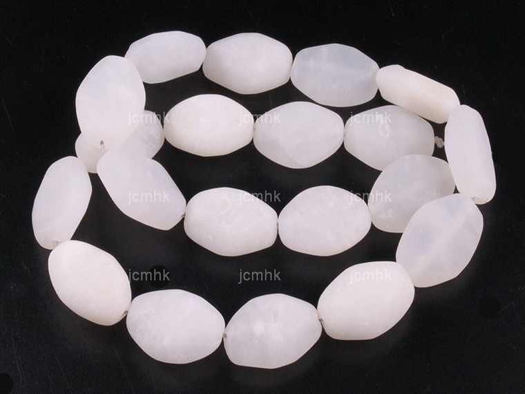 13x18x6mm Matte White Jade Marquise Beads 15.5" natural [w331m]