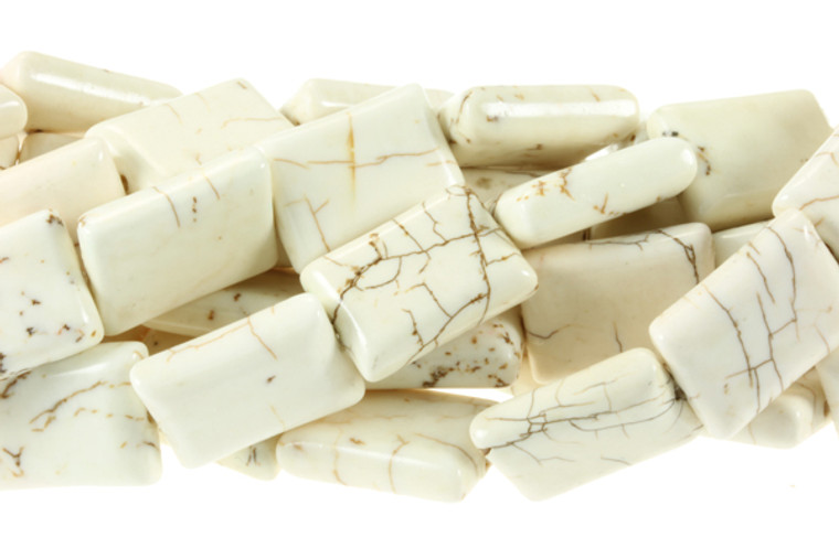 14x18mm White Turquoise Puff Rectangle Beads 15.5" stabilized [t145]