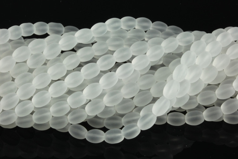4x6mm Matte Crystal Rice Beads 15.5" synthetic [u72a5m]