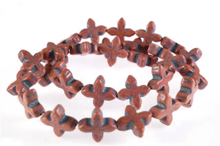 15x15mm coffee Magnesite Star Flower Beads 15.5" [t356c]