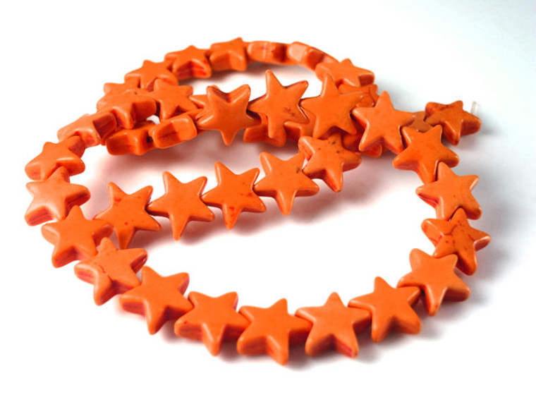 16mm Orange Magnesite Star Beads 15.5" [t370h]
