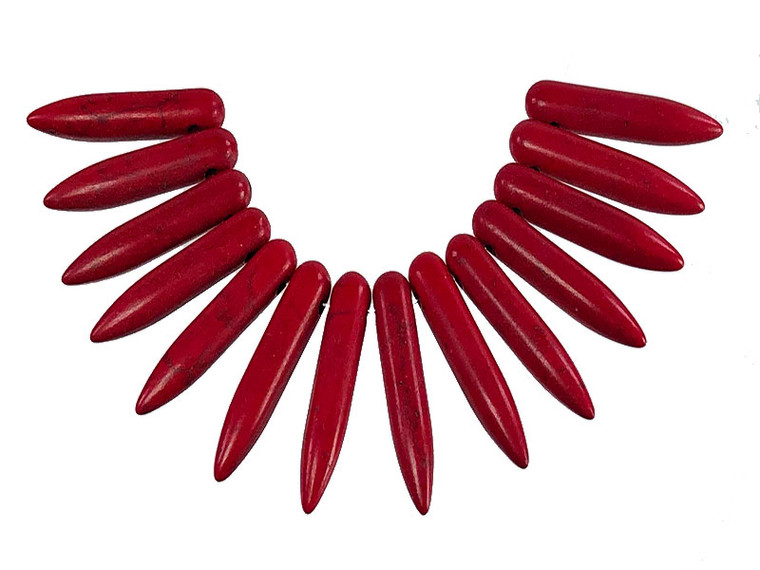 25x5mm Red Magnesite Egyptian Stick Beads 14pcs per set [t430r]