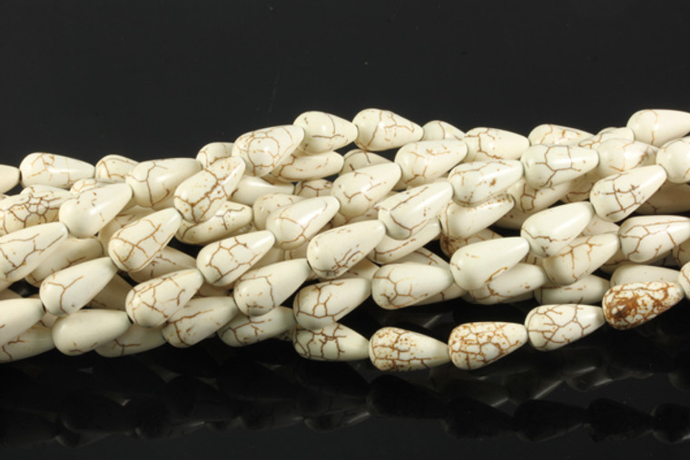 8x15mm White Magnesite Teardrop Beads 15.5" [t462w]