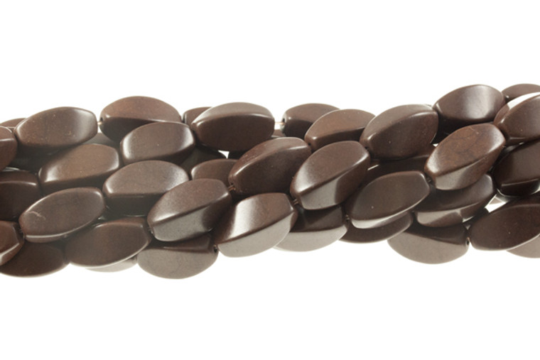 9x18mm Coffee Magnesite Twisted Beads 16" [t479c]