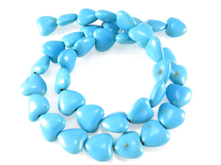12mm Blue Magnesite Puff Heart Beads 15.5" [t536b]