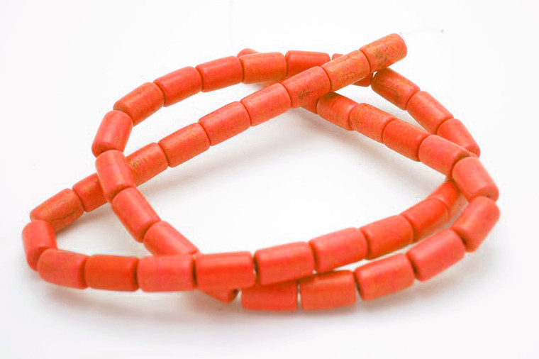 3x5mm Orange Magnesite Tube Beads 15.5" [t540h]