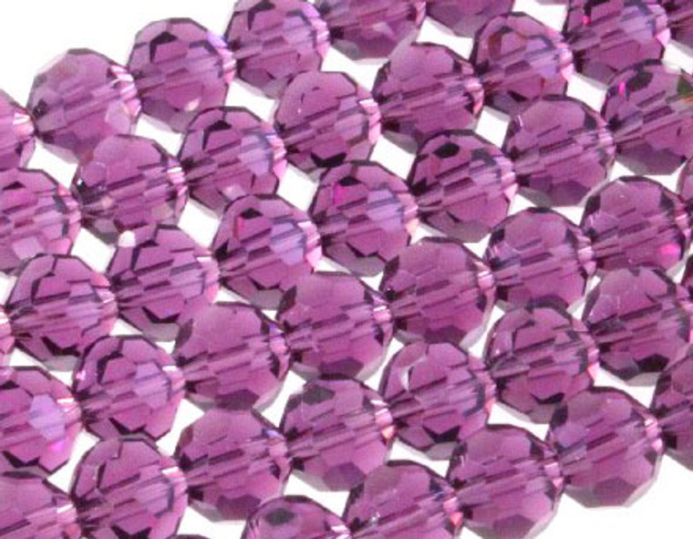 10mm Amethyst Glass Faceted Round About 35 Beads [uc9a20]