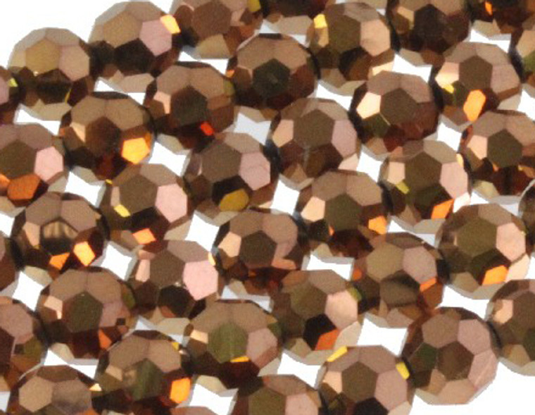 10mm Metallic Gold Glass Faceted Round About 35 Beads [uc9b18]