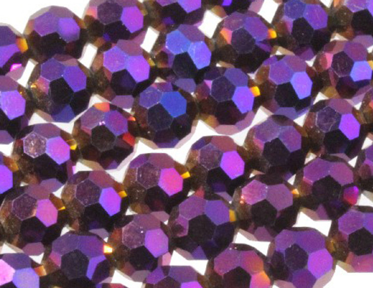 10mm Metallic Purple Glass Faceted Round About 35 Beads [uc9b22]