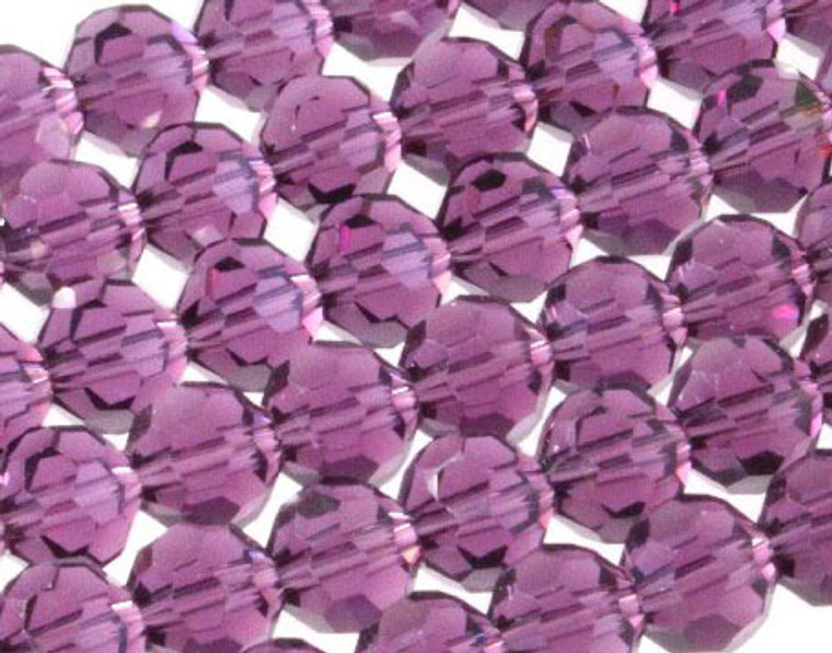 12mm Amethyst Glass Glass Faceted Round About 35 Beads [uc10a20]