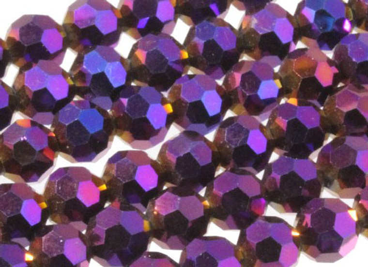 12mm Metallic Purple Glass Faceted Round About 35 Bead [uc10b22]