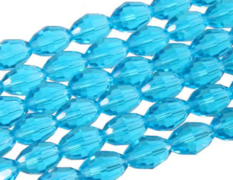 4x6mm Aquamarine Glass Faceted Rice about 15.5" [uc11a26]