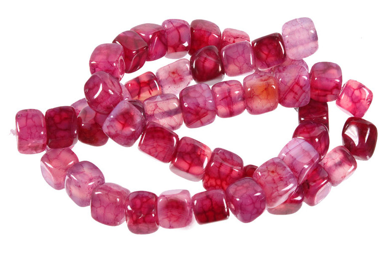 8mm Rose Agate Dice Beads 15.5" dyed [h24r]