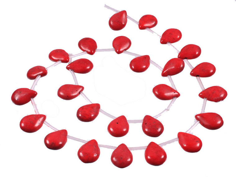 12x16mm Red Magnesite Pear Briolette Beads 18pcs 15.5" [t420r]