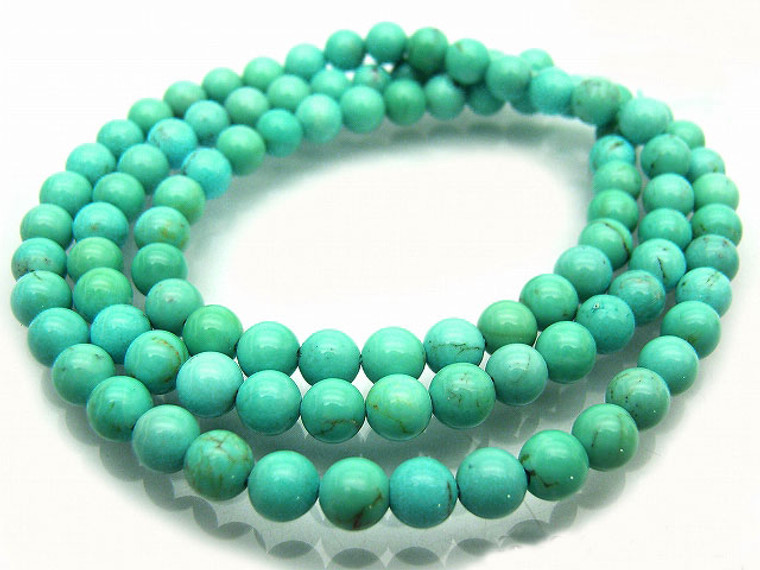 6mm Green Turquoise Round Beads 15.5" stabilized [6d22]