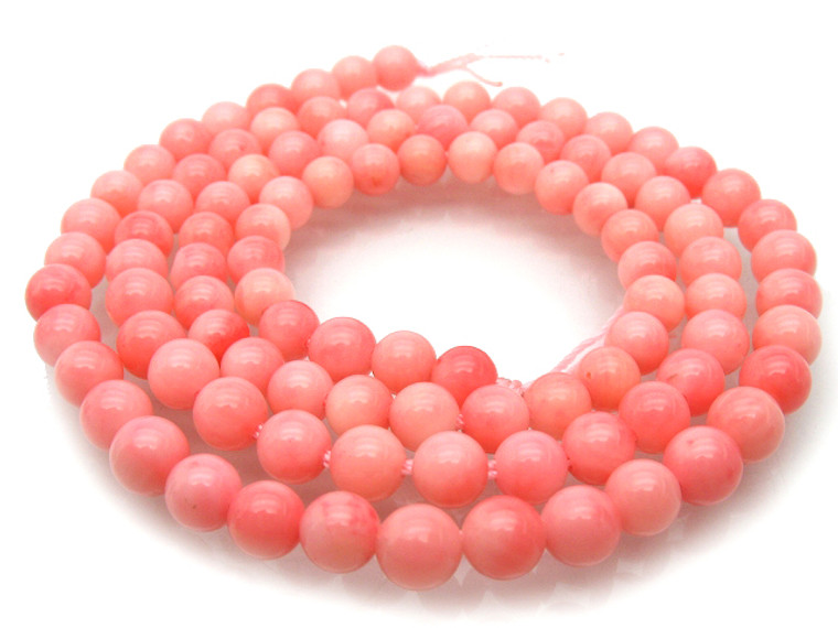 5.3-5.8mm Pink Coral Round Beads 15.5" dyed [6d38]
