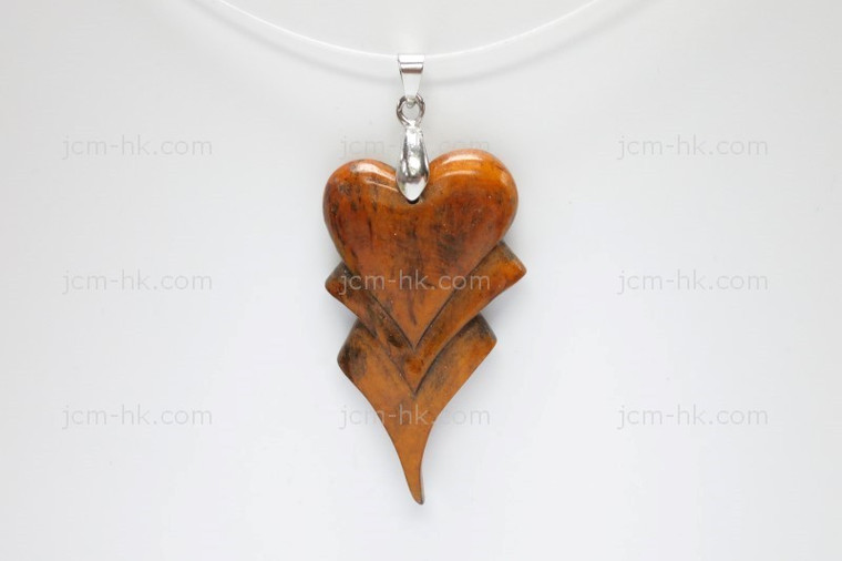 25X40mm Buffalo Bone Heart Designer Bead Pendant, Natural Dyed [z1123]