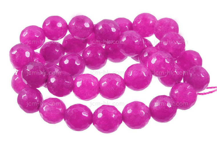 4mm Fuchsia Jade Faceted Round Beads 15.5" dyed [c4b73]
