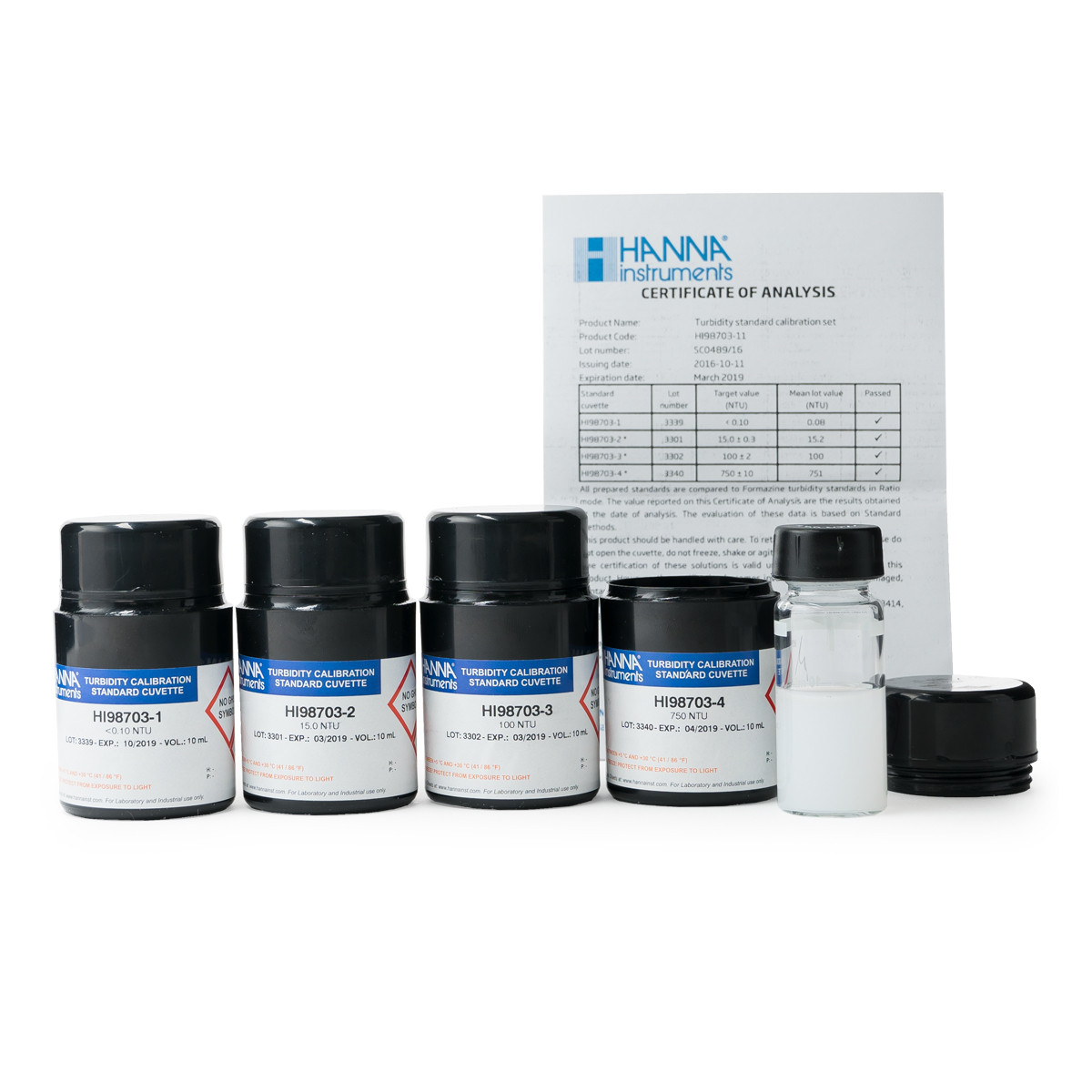 Turbidity Calibration Standards for HI98703 and HI93414 - HI98703-11