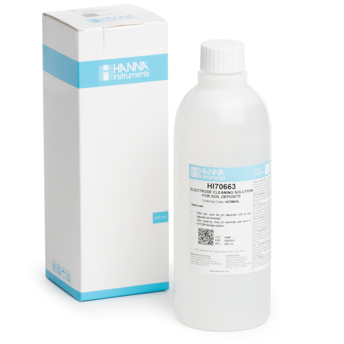 HI70663L Cleaning Solution for Soil Deposits (500 mL)